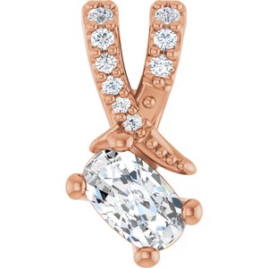 18K Rose Gold 5x3 mm Elongated Cushion Pendant Mounting