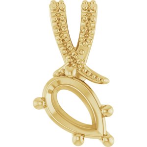 18K Yellow Gold 8x5 mm Pear Pendant Mounting – image 2