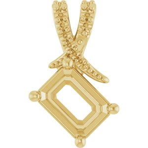 10K Yellow Gold 7.5x5.5 mm Emerald Pendant Mounting – image 2