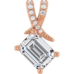 10K Rose Gold 7.5x5.5 mm Emerald Pendant Mounting