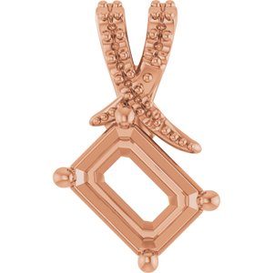 10K Rose Gold 7.5x5.5 mm Emerald Pendant Mounting – image 2