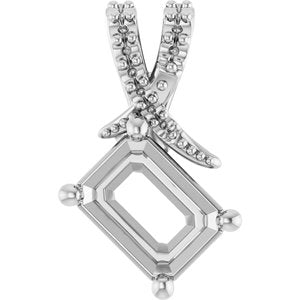 Sterling Silver 7.5x5.5 mm Emerald Pendant Mounting – image 2