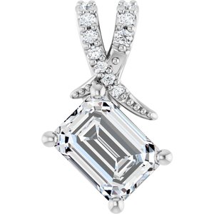 14K X1 White Gold 7.5x5.5 mm Emerald Pendant Mounting