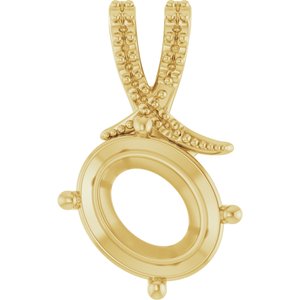 14K Yellow Gold 12x10 mm Oval Pendant Mounting – image 2