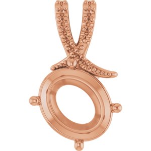 18K Rose Gold 12x10 mm Oval Pendant Mounting – image 2