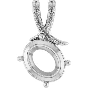 Sterling Silver 12x10 mm Oval Pendant Mounting – image 2