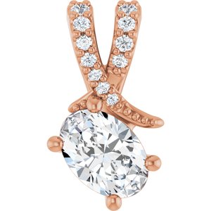 10K Rose Gold 6.5x4.5 mm Oval Pendant Mounting