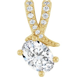 18K Yellow Gold 6.5x4.5 mm Oval Pendant Mounting