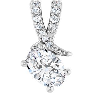 10K White Gold 6.5x4.5 mm Oval Pendant Mounting