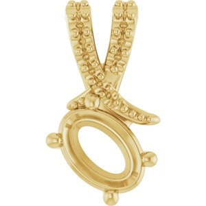 14K Yellow Gold 6.5x4.5 mm Oval Pendant Mounting – image 2