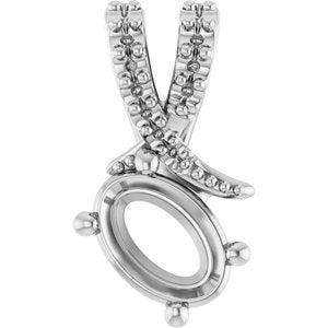 18K White Gold 6.5x4.5 mm Oval Pendant Mounting – image 2