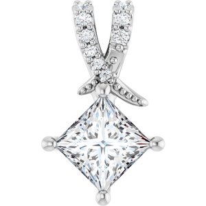 14K White Gold 5.5x5.5 mm Square Pendant Mounting