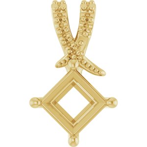 18K Yellow Gold 5.5x5.5 mm Square Pendant Mounting – image 2