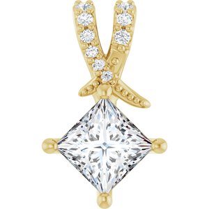 18K Yellow Gold 5.5x5.5 mm Square Pendant Mounting