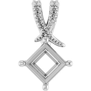 10K White Gold 5.5x5.5 mm Square Pendant Mounting – image 2