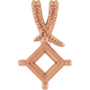 10K Rose Gold 5.5x5.5 mm Square Pendant Mounting – image 2