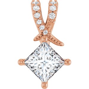 18K Rose Gold 5.5x5.5 mm Square Pendant Mounting