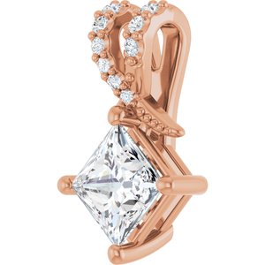 18K Rose Gold 5.5x5.5 mm Square Pendant Mounting – image 3