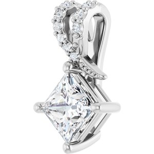 18K White Gold 5.5x5.5 mm Square Pendant Mounting – image 3