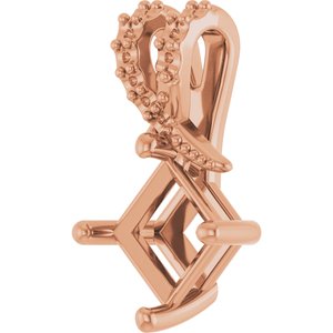 18K Rose Gold 5.5x5.5 mm Square Pendant Mounting – image 4