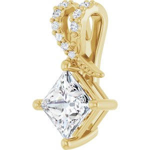 18K Yellow Gold 5.5x5.5 mm Square Pendant Mounting – image 3