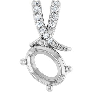 14K White Gold 8x6 mm Oval .07 CTW Lab-Grown Diamond Semi-Set Pendant – image 2
