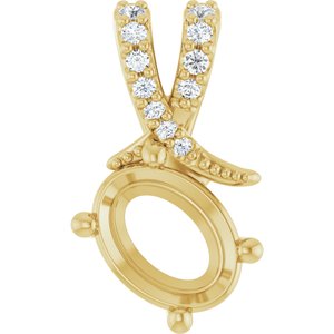 14K Yellow Gold 8x6 mm Oval .07 CTW Lab-Grown Diamond Semi-Set Pendant – image 2