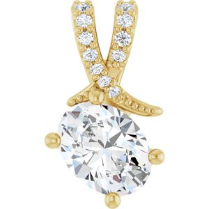 14K Yellow Gold 8x6 mm Oval .07 CTW Lab-Grown Diamond Semi-Set Pendant