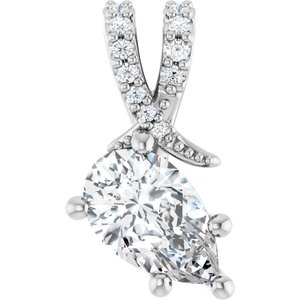 10K White Gold 9x5.5 mm Pear Pendant Mounting