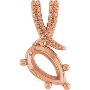 14K Rose Gold 9x5.5 mm Pear Pendant Mounting – image 2