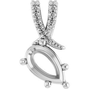 14K X1 White Gold 9x5.5 mm Pear Pendant Mounting – image 2