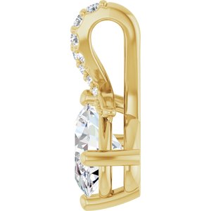 14K Yellow Gold 8x6 mm Oval .06 CTW Natural Diamond Semi-Set Pendant – image 5