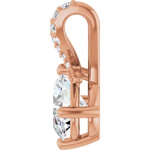 14K Rose Gold 8x6 mm Oval .07 CTW Lab-Grown Diamond Semi-Set Pendant – image 5