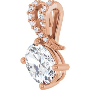 14K Rose Gold 8x6 mm Oval .07 CTW Lab-Grown Diamond Semi-Set Pendant – image 3