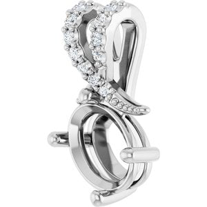 14K White Gold 8x6 mm Oval .06 CTW Natural Diamond Semi-Set Pendant – image 4