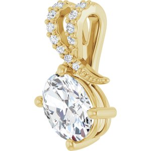 14K Yellow Gold 8x6 mm Oval .06 CTW Natural Diamond Semi-Set Pendant – image 3