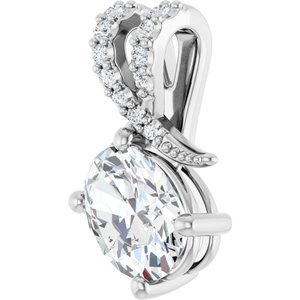 Sterling Silver 8x6 mm Oval .07 CTW Lab-Grown Diamond Semi-Set Pendant – image 3