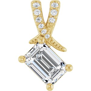 14K Yellow Gold 6.5x4.5 mm Emerald Pendant Mounting