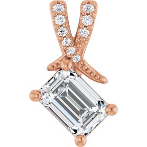 10K Rose Gold 6.5x4.5 mm Emerald Pendant Mounting