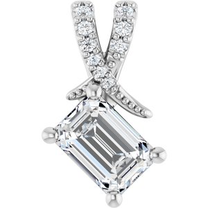 14K White Gold 6.5x4.5 mm Emerald Pendant Mounting