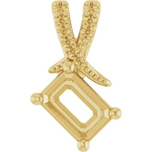 14K Yellow Gold 6.5x4.5 mm Emerald Pendant Mounting – image 2