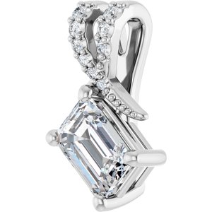 10K White Gold 6.5x4.5 mm Emerald Pendant Mounting – image 3