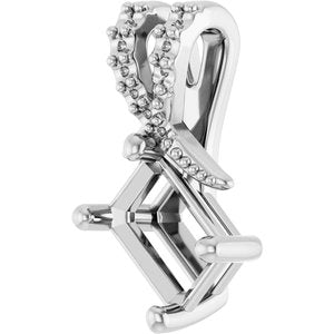 14K X1 White Gold 6.5x4.5 mm Emerald Pendant Mounting – image 4