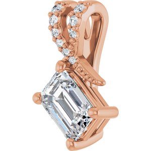 18K Rose Gold 6.5x4.5 mm Emerald Pendant Mounting – image 3