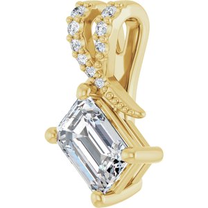 14K Yellow Gold 6.5x4.5 mm Emerald Pendant Mounting – image 3