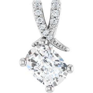 10K White Gold 7.5x5.5 mm Elongated Cushion Pendant Mounting