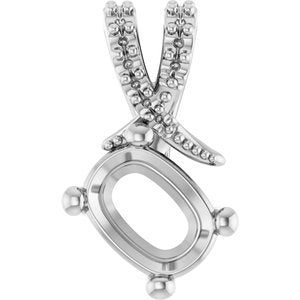 Sterling Silver 7.5x5.5 mm Elongated Cushion Pendant Mounting – image 2