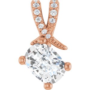 14K Rose Gold 7.5x5.5 mm Elongated Cushion Pendant Mounting