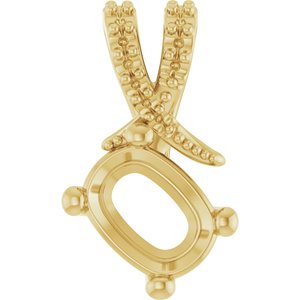 18K Yellow Gold 7.5x5.5 mm Elongated Cushion Pendant Mounting – image 2