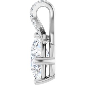 14K White Gold 10x8 mm Elongated Cushion Pendant Mounting – image 5